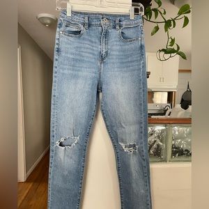 Art class girls straight legged high waisted ripped jeans